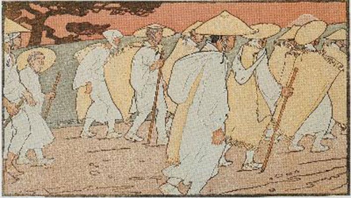 Emil Orlik: Pilgrims Approaching Mount Fuji (1901)